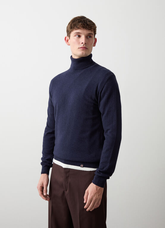 Cashmere-blend stockinette-stitch polo-neck