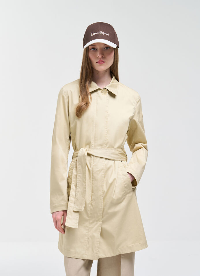 Long cotton jacket with belt 