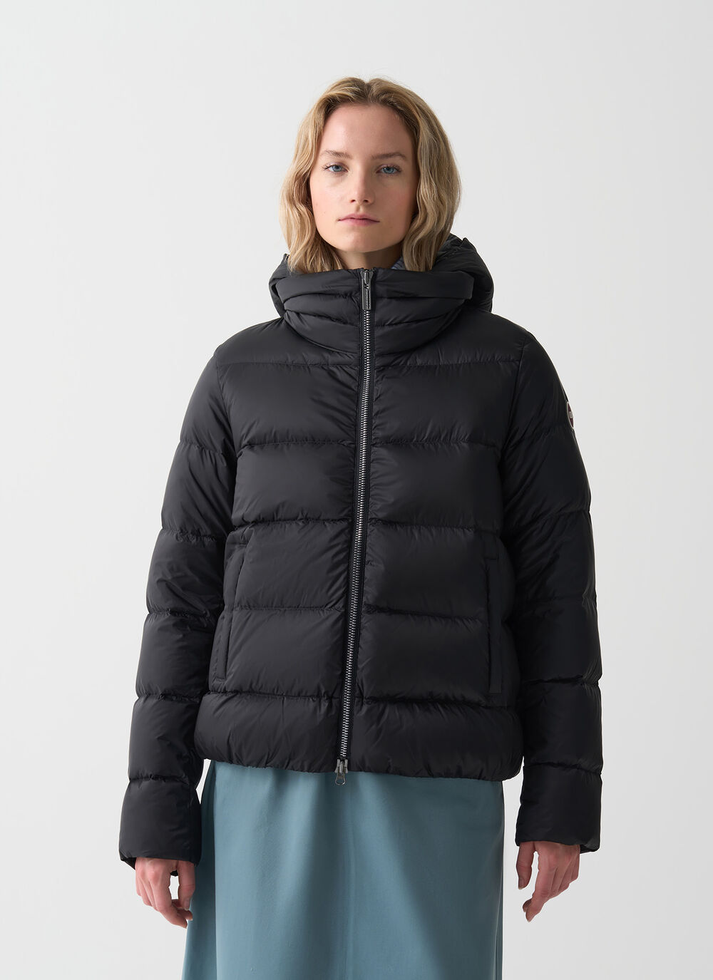 Down jacket with detachable hood image number 1