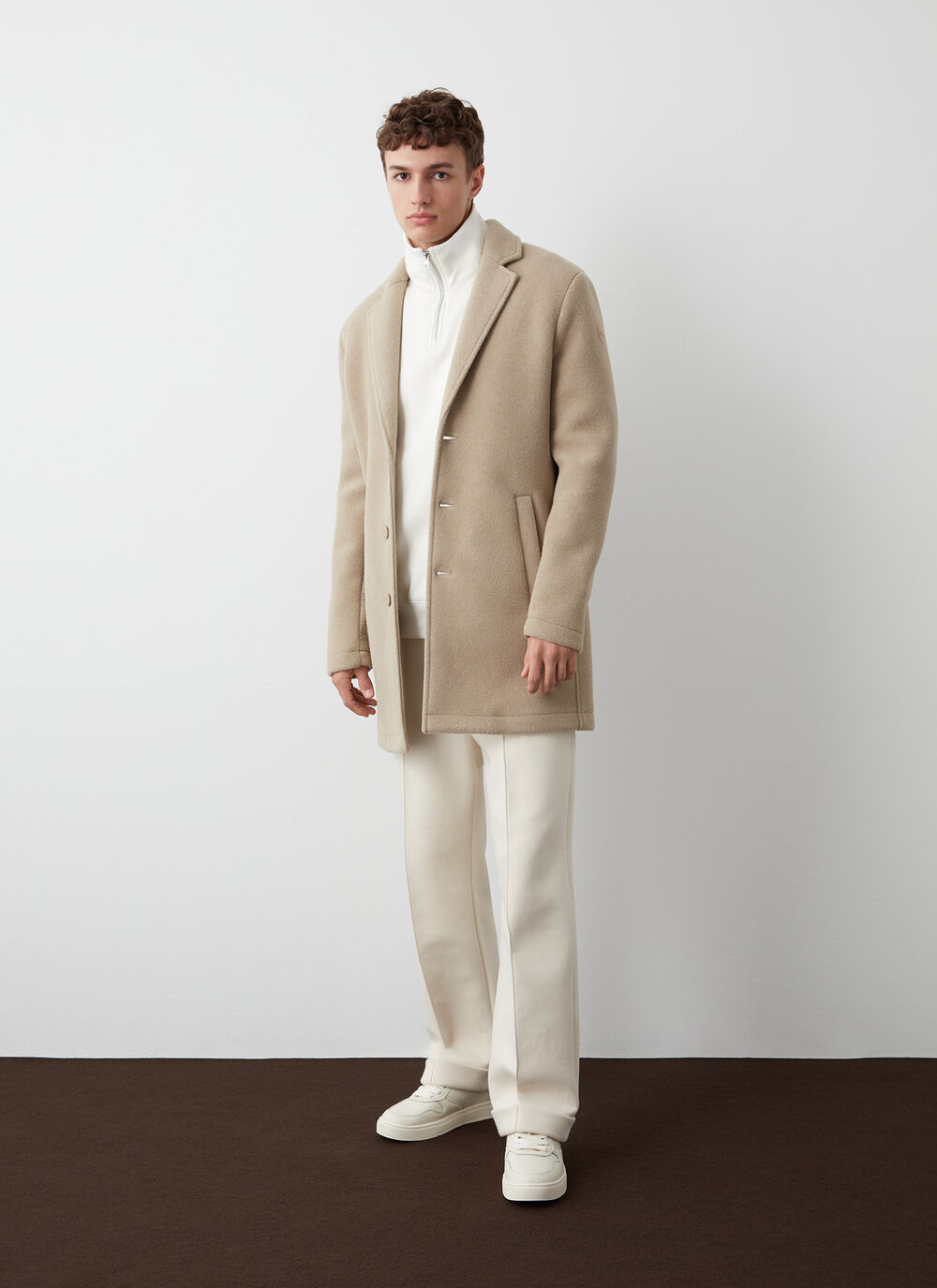 Wool cloth coat with nylon inserts  image number 0