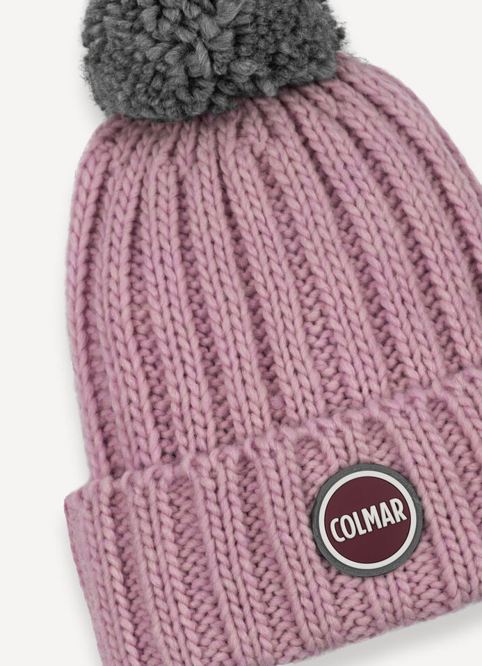 Unisex rib-knit hat with pom-pom image number 2