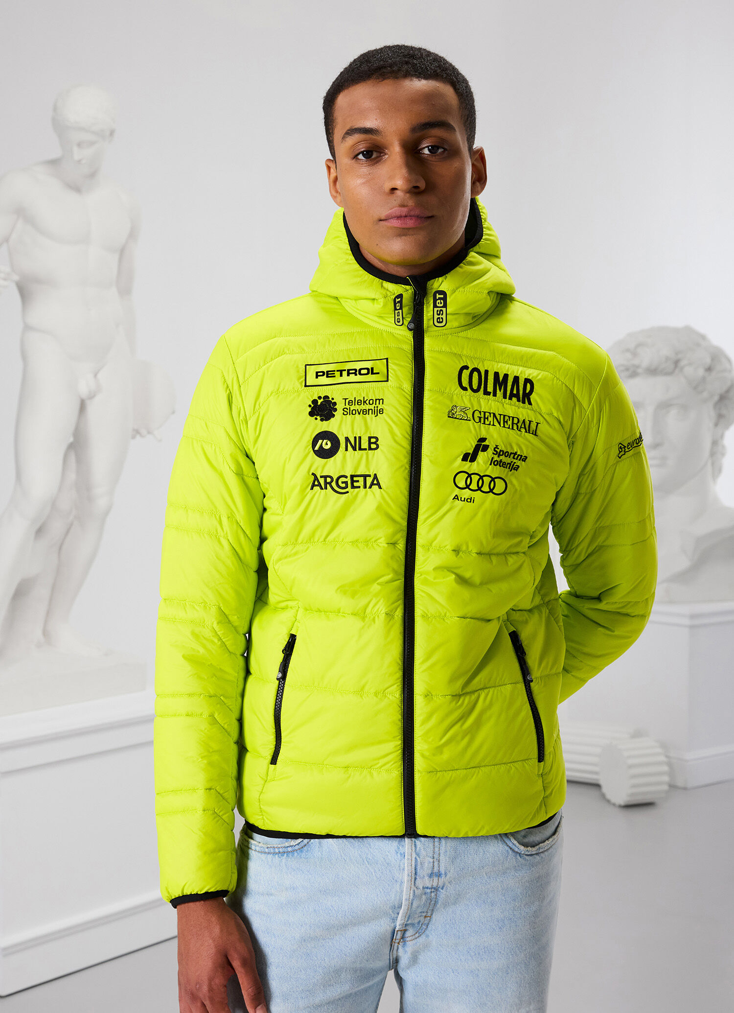 Yellow quilted jacket cheap