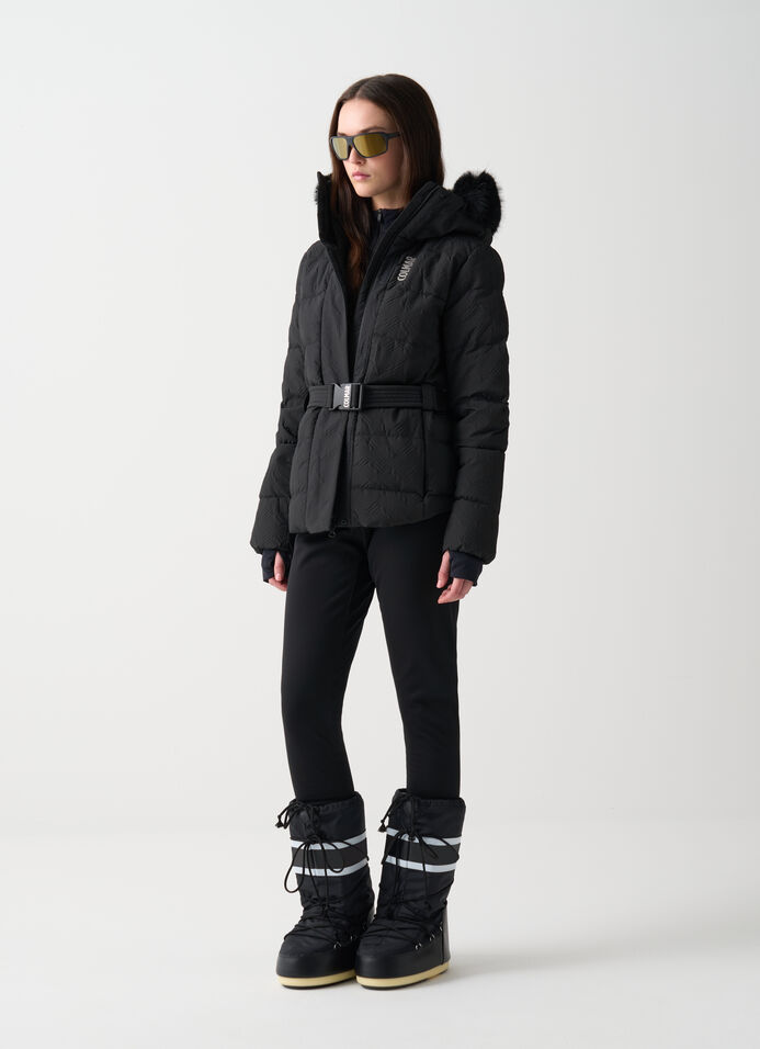 Embossed padded ski jacket with faux fur image number 0