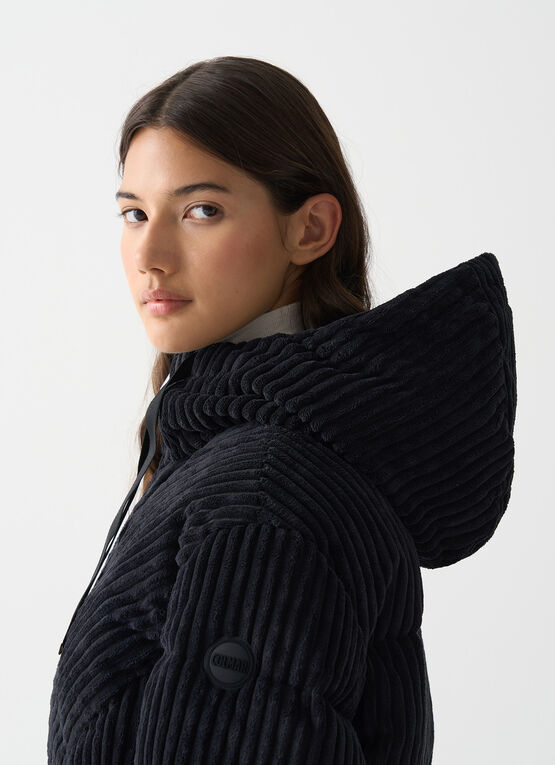 Corduroy down jacket wit hood
