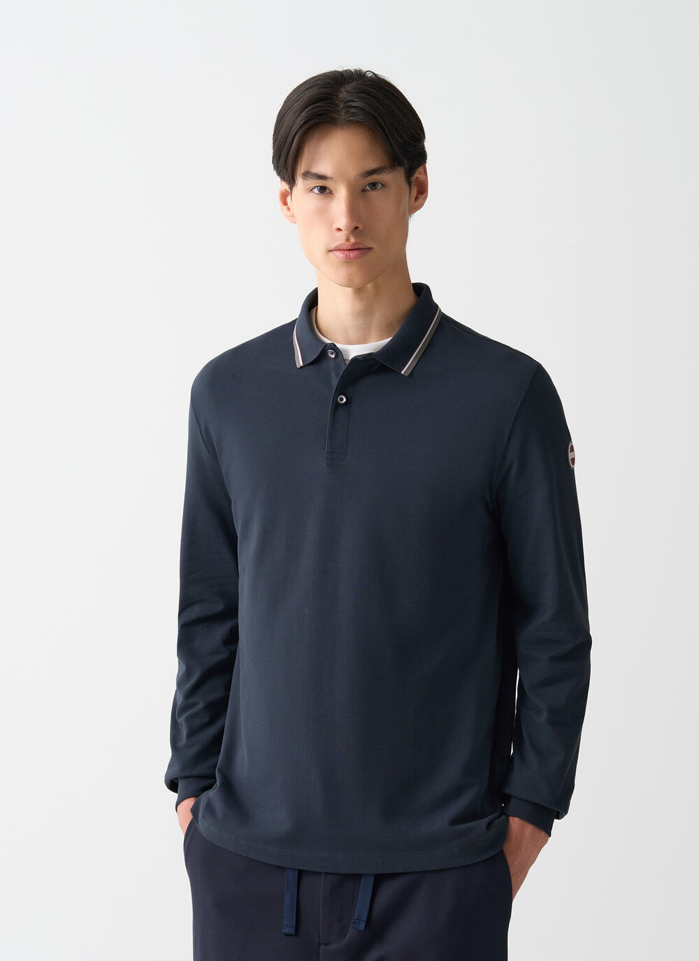 Long-sleeved tricolour polo shirt image number 0