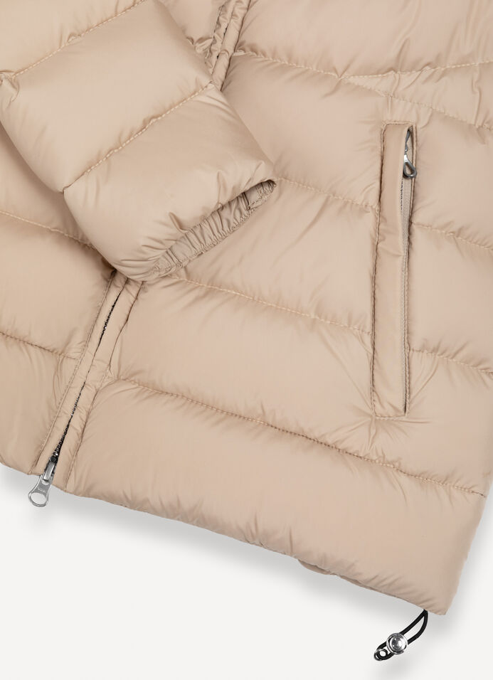 Down jacket with fixed hood in matt fabric image number 6