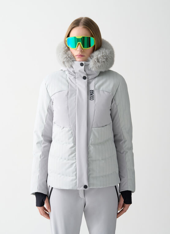 Ski-Daunenjacke Sleek mit Halswärmer und Kunstpelz