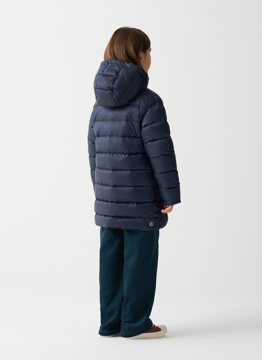 Reversible hooded mid-length down jacket image number 3