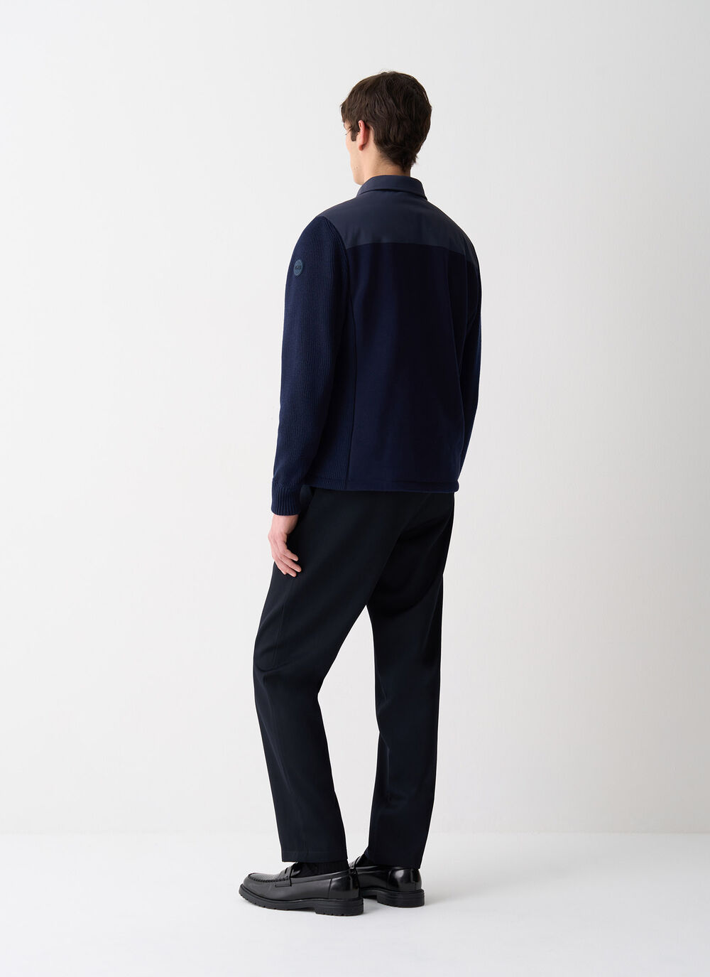 Shirt jacket with knit sleeves image number 3