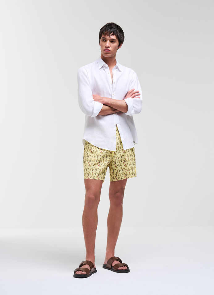 Patterned swimming trunks