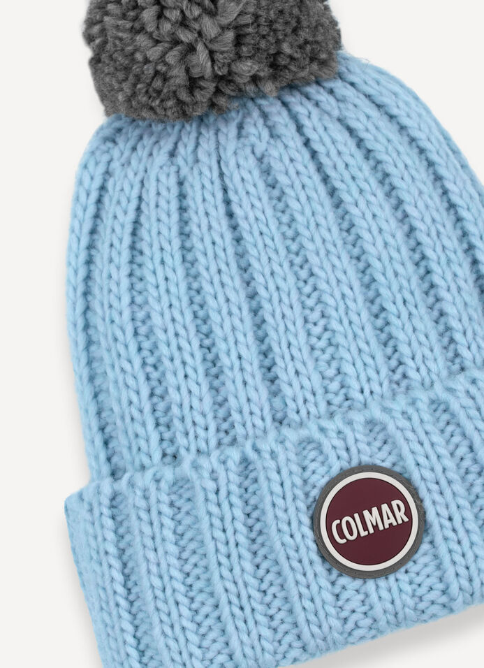 Unisex rib-knit hat with pom-pom image number 2