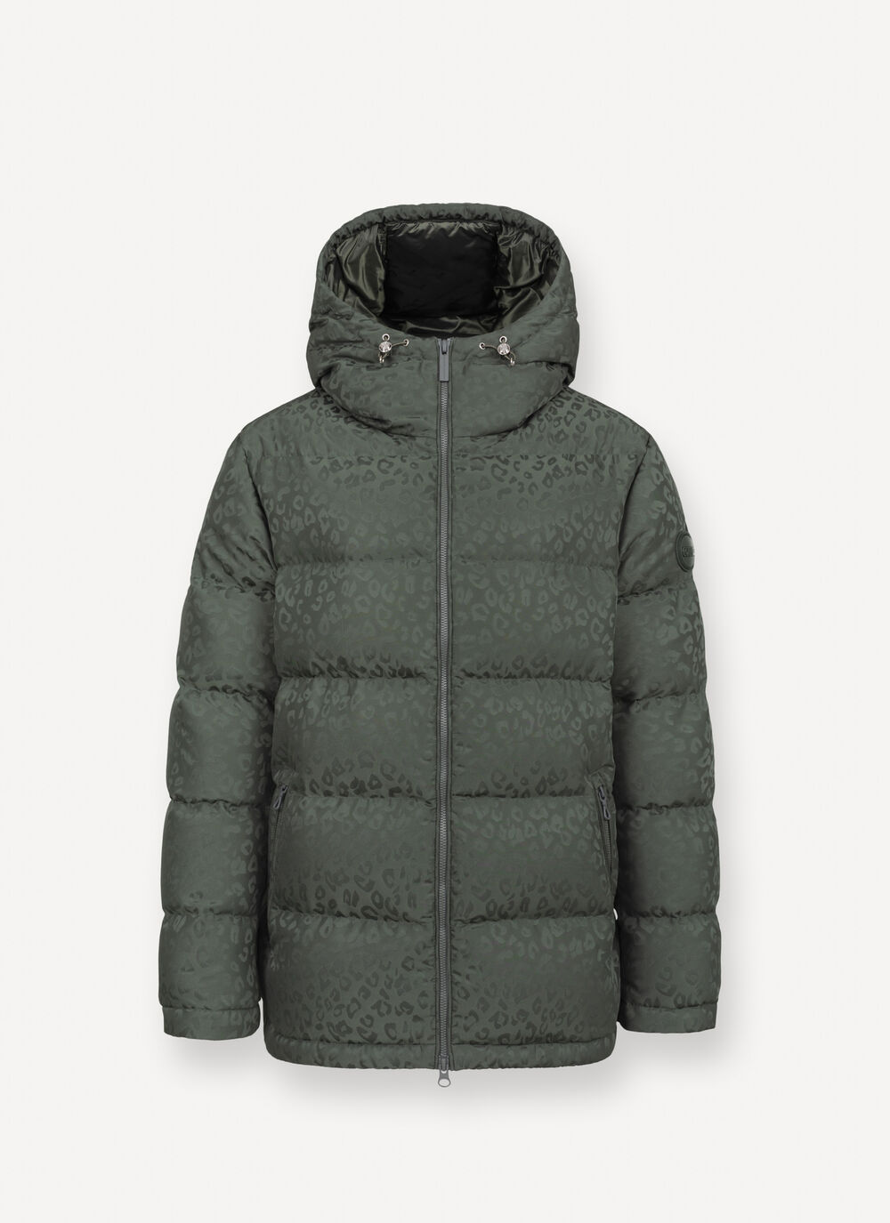 Animal-print hooded down jacket image number 4