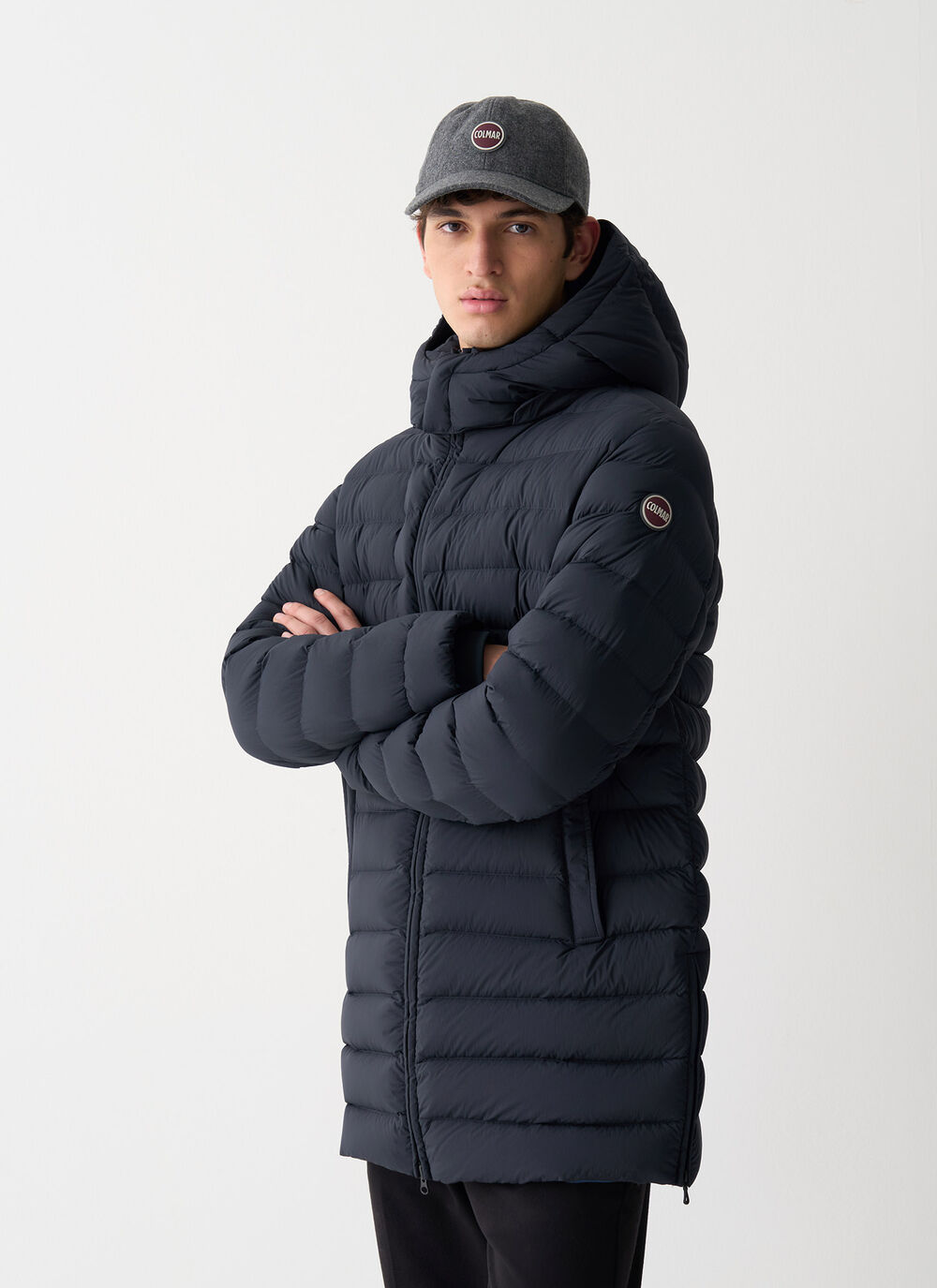 Quilted down jacket with side slits image number 1