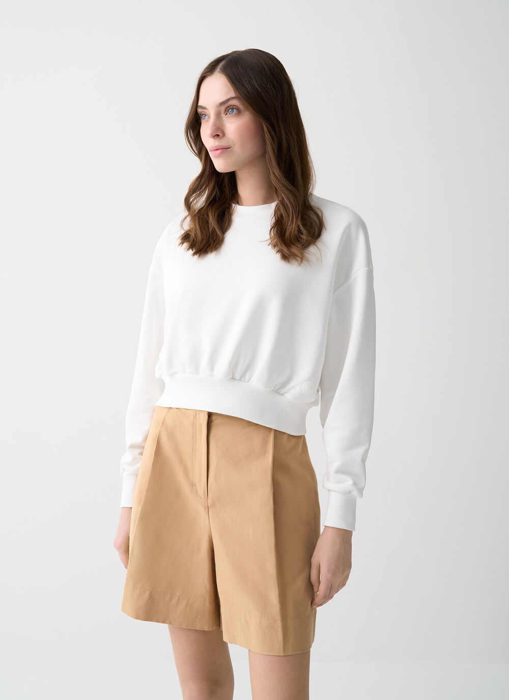 Felpa crop relaxed fit image number 1