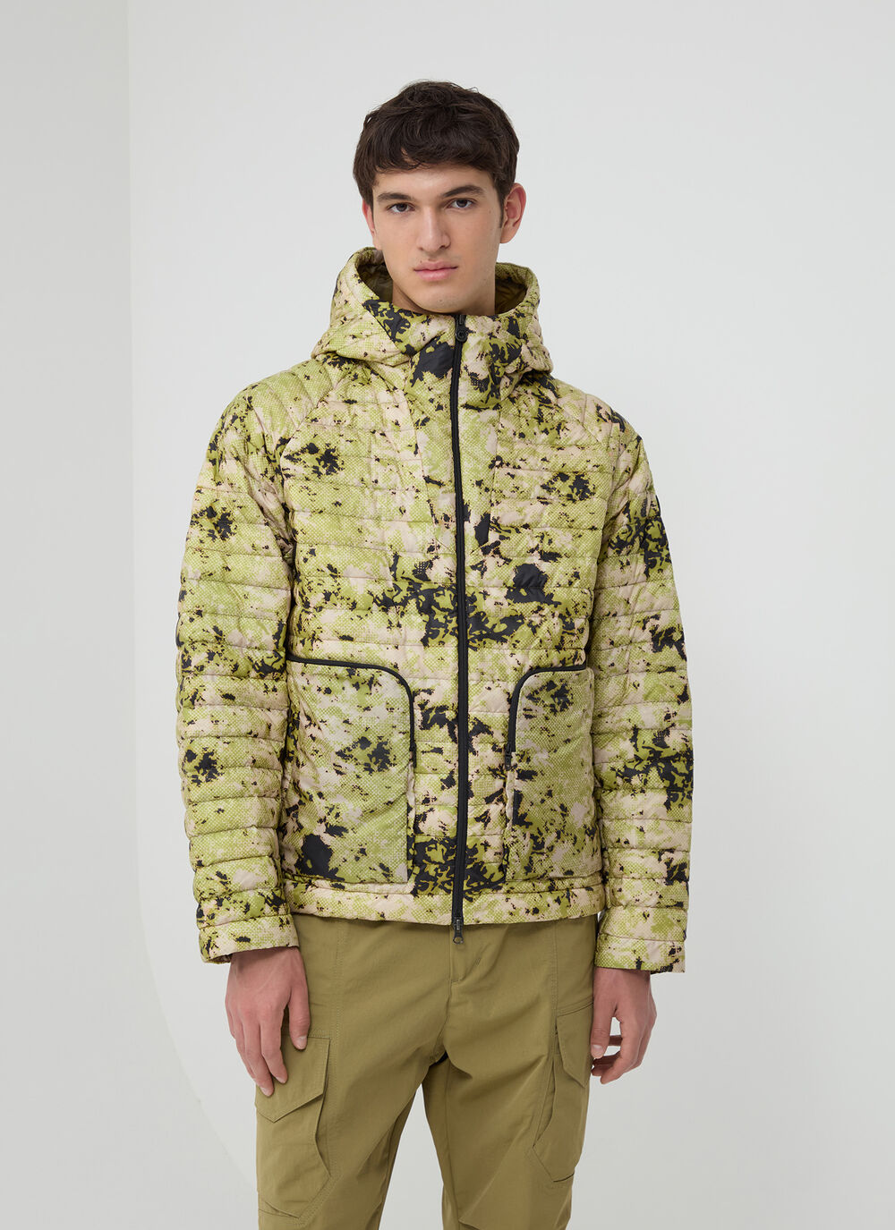 Pixelated camouflage down jacket image number 1