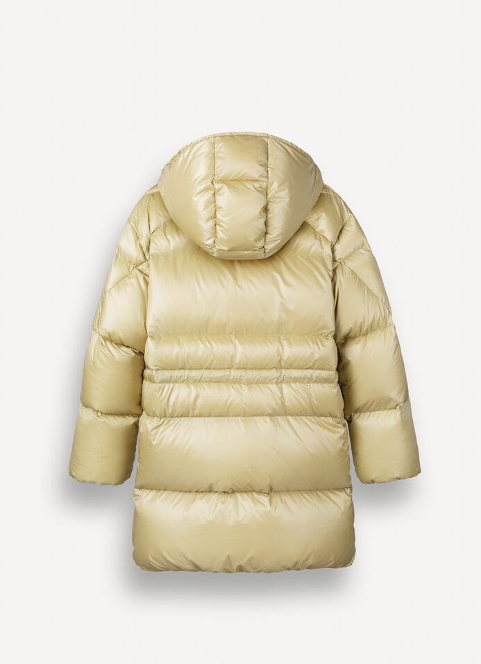 Maxi down jacket with drawstring waist image number 4