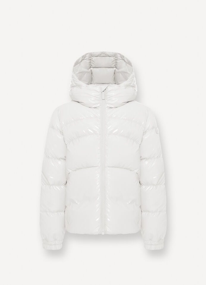 Glossy hooded down jacket image number 4