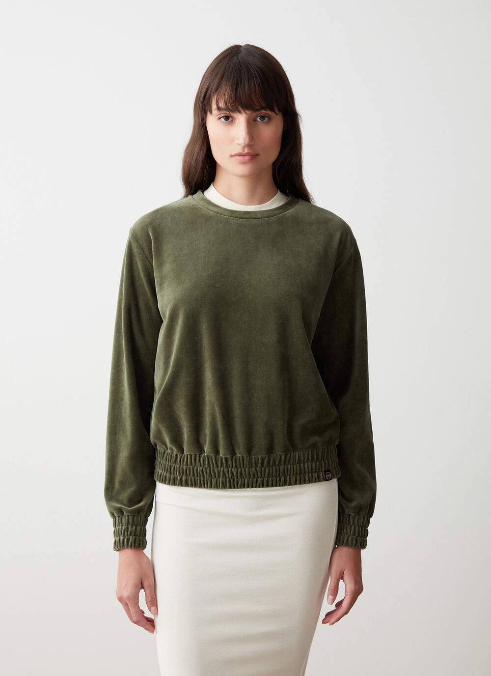 Sweatshirt aus Samt mit Gummizug image number 0