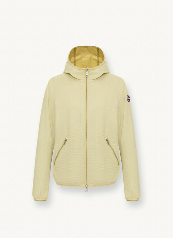 Reversible jacket with hood