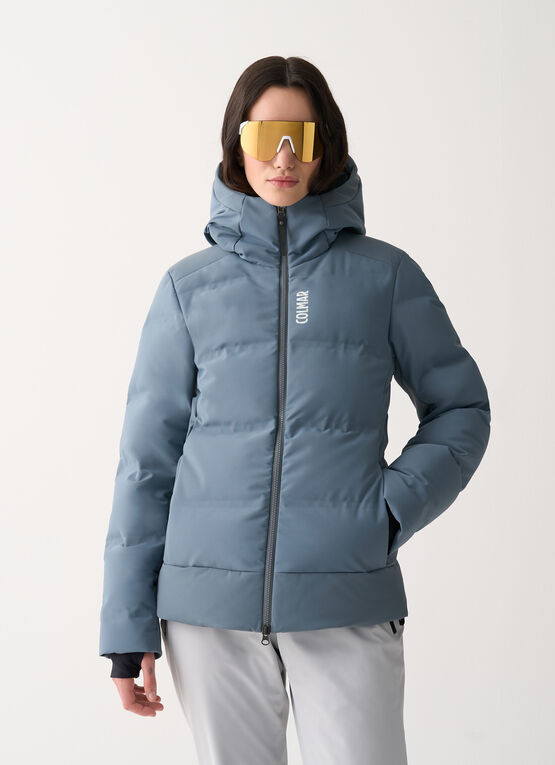 Channel padded ski jacket with neck warmer