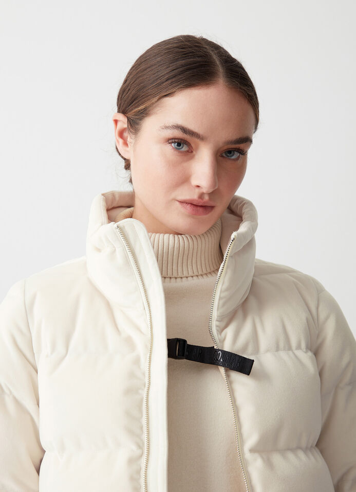 Stretch velvet down jacket image number 1
