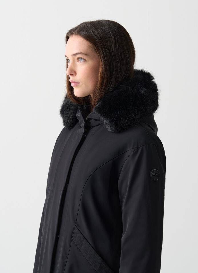 Long waterproof down jacket with fur image number 2