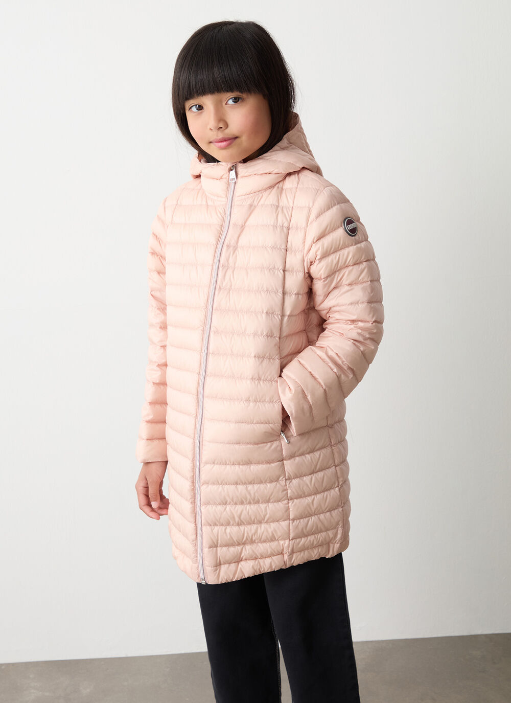 Long down jacket with hood image number 1