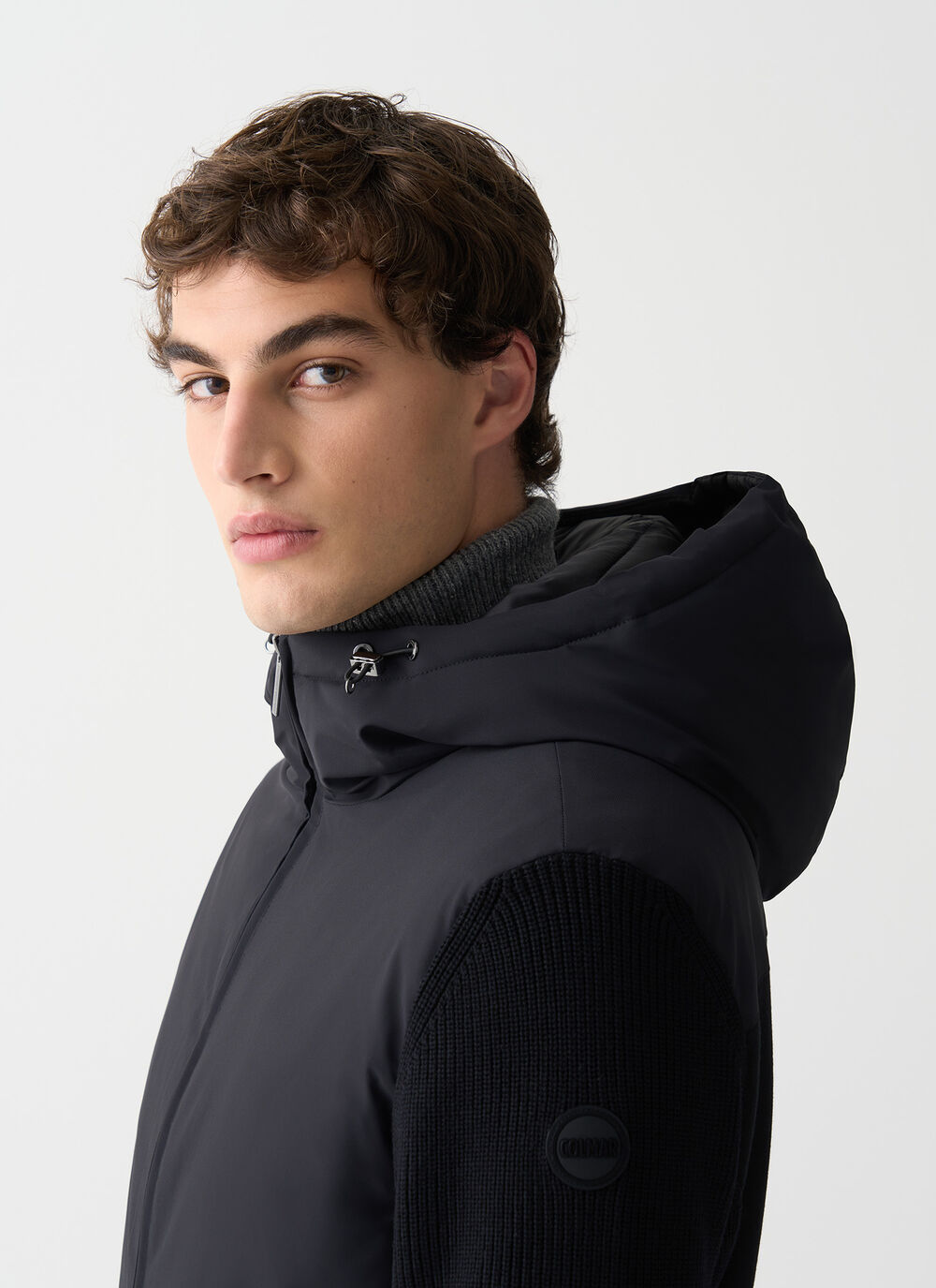 Padded jacket with knit sleeves  image number 2