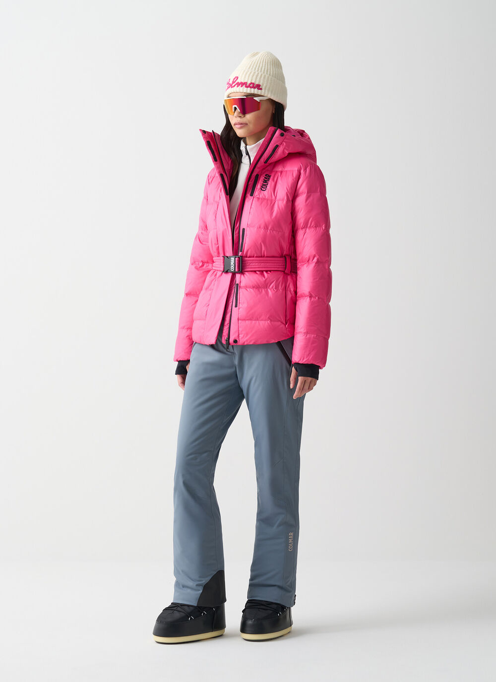 Glossy padded ski jacket with belt image number 0