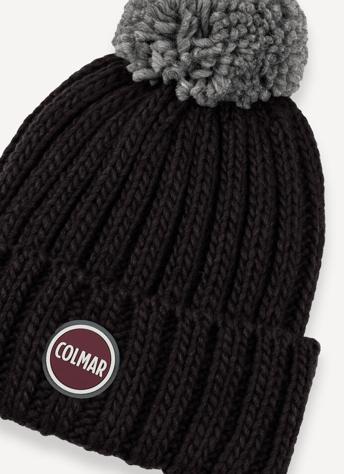 Unisex rib-knit hat with pom-pom image number 3