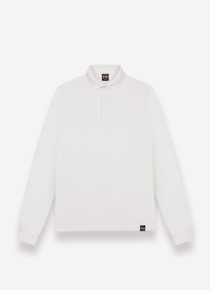 Long-sleeved polo shirt in stretch piqué image number 3