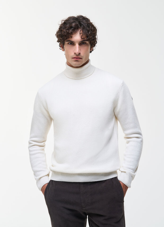 Branded wool polo-neck pullover