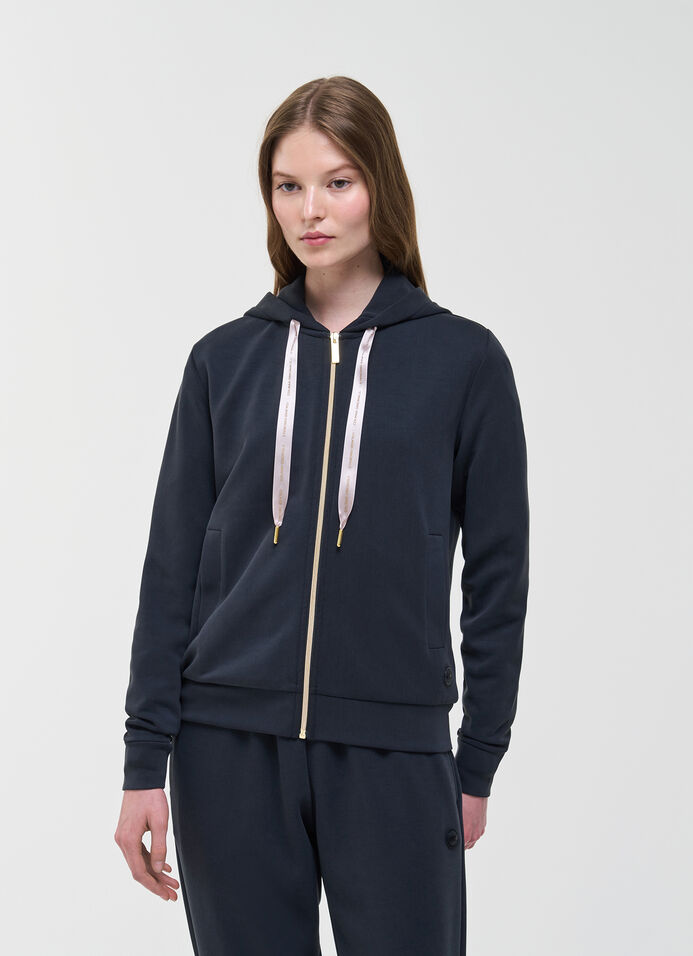 Full-zip cotton/modal sweatshirt