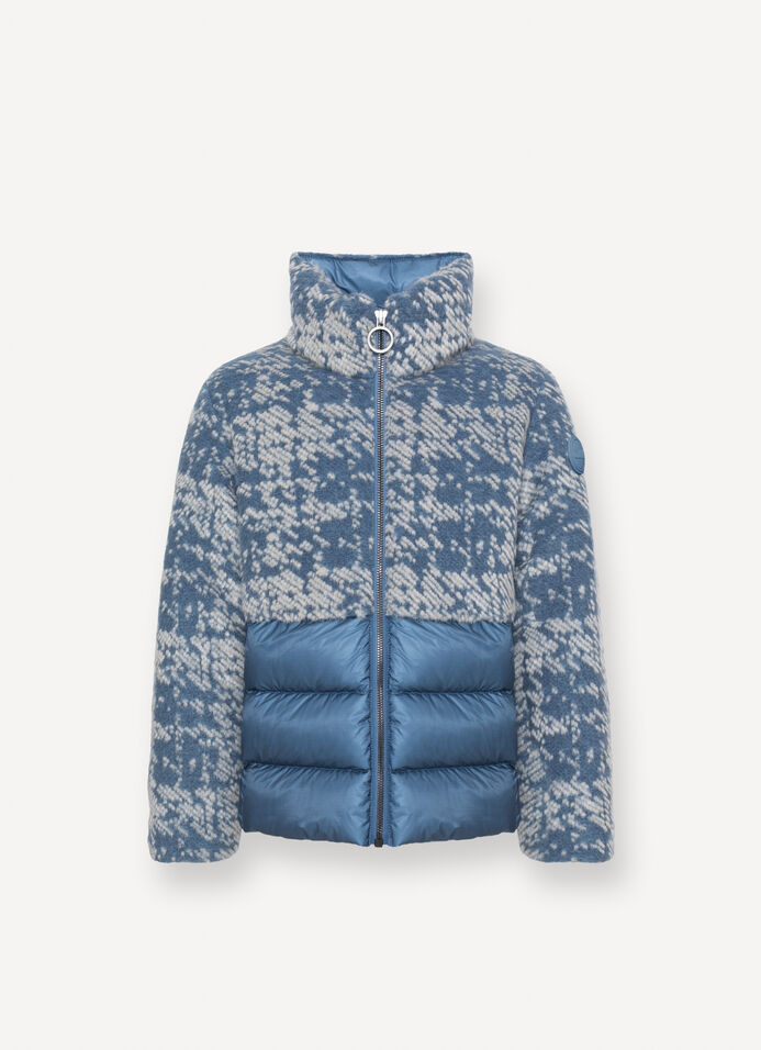 Jacquard down jacket with enveloping collar image number 3