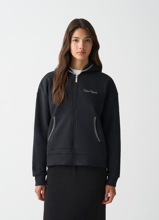 Full-zip sweatshirt with embroidery