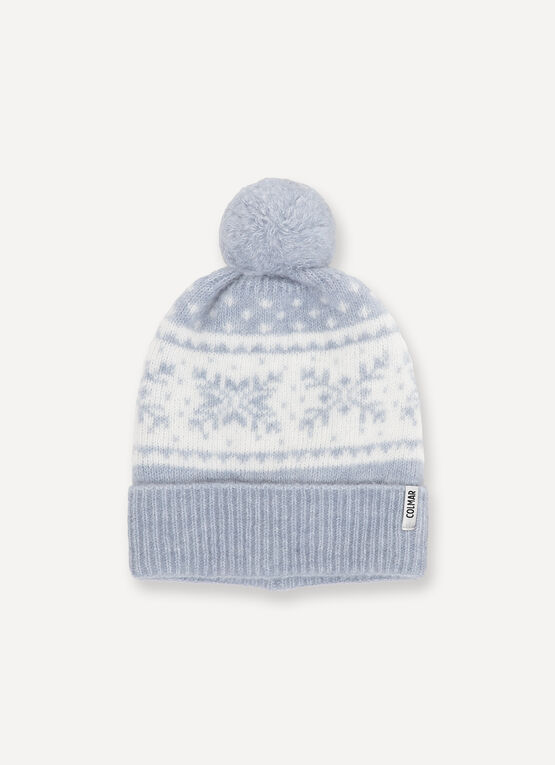 Cappello jacquard con pompon