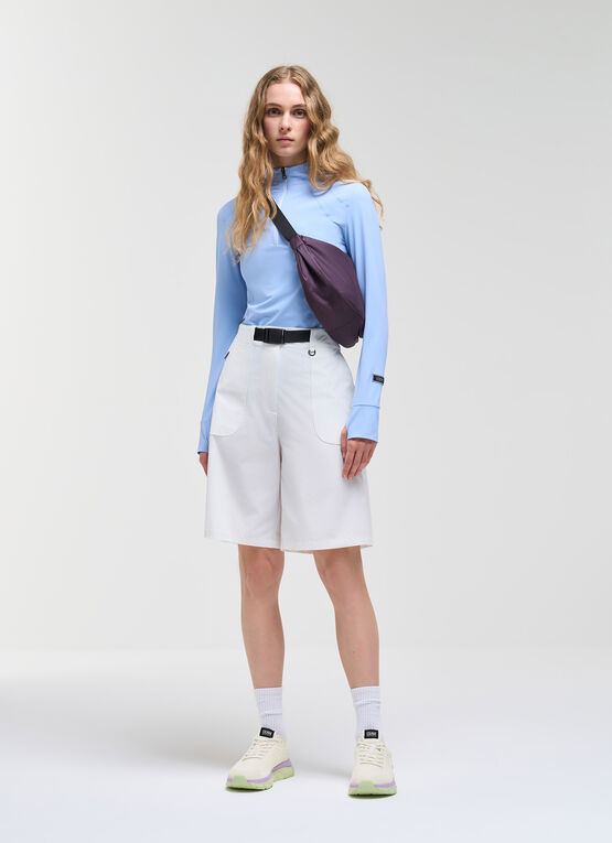Bermuda shorts with bi-stretch fabric belt