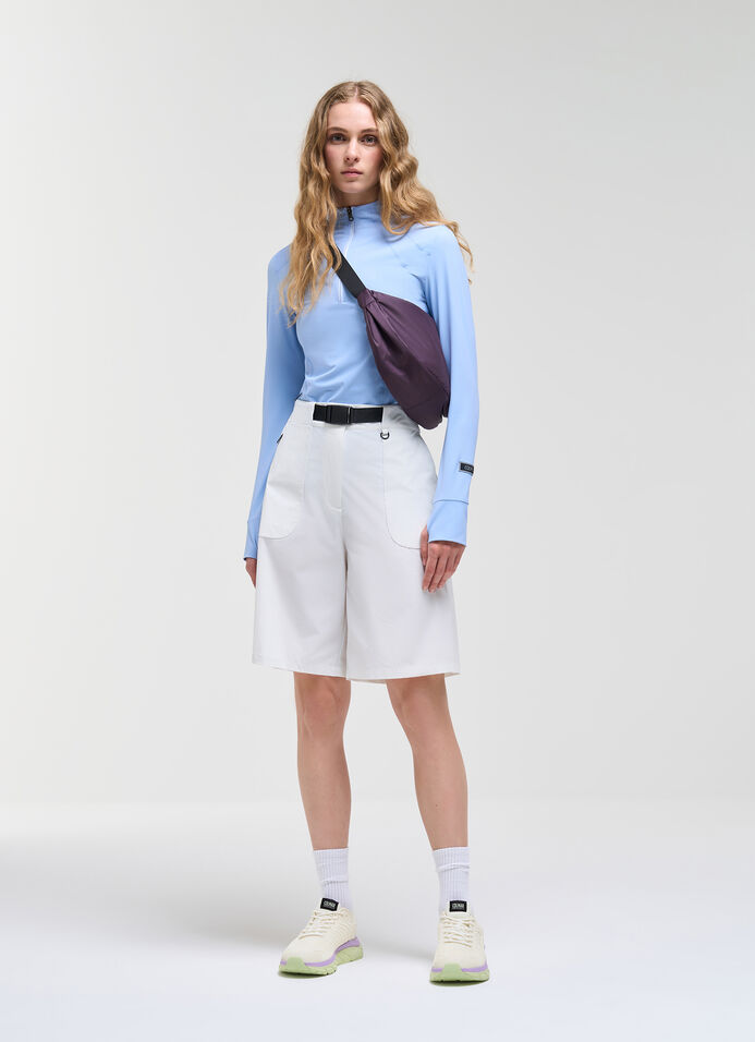 Bermuda shorts with bi-stretch fabric belt