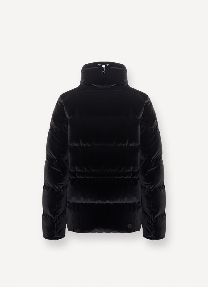 Stretch velvet down jacket image number 5