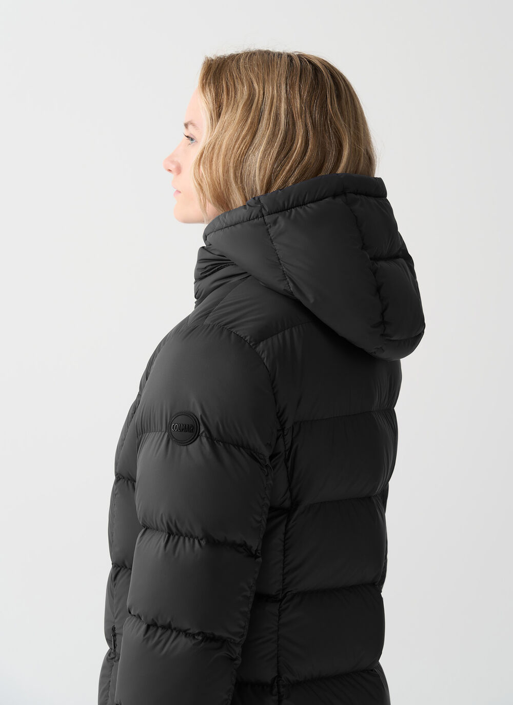 Long matte down jacket with hood image number 2