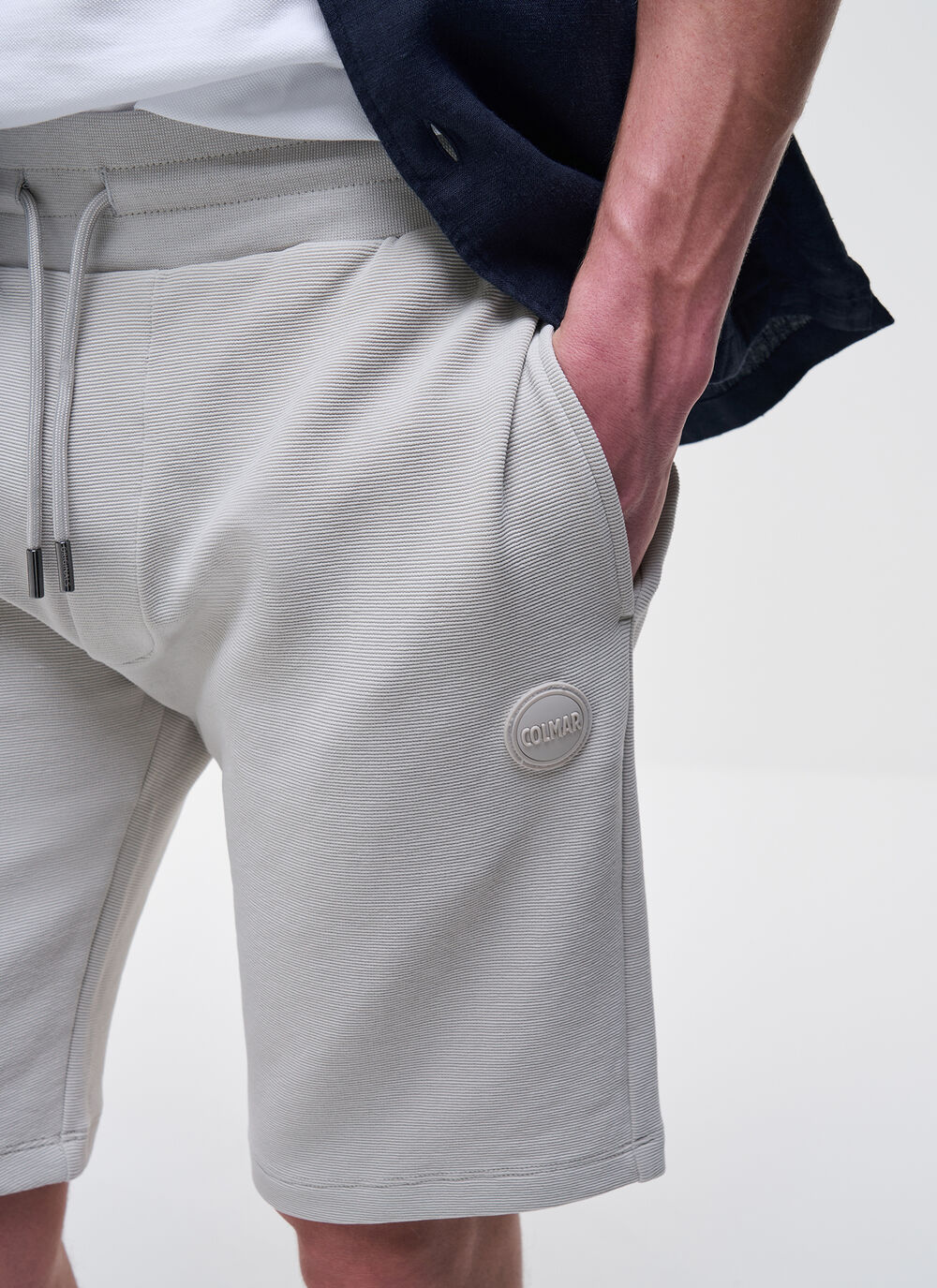 Bermuda en coton molletonn&eacute; milleraies image number 2