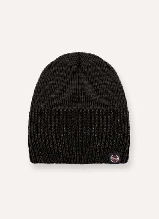 Hat with lurex rib knit