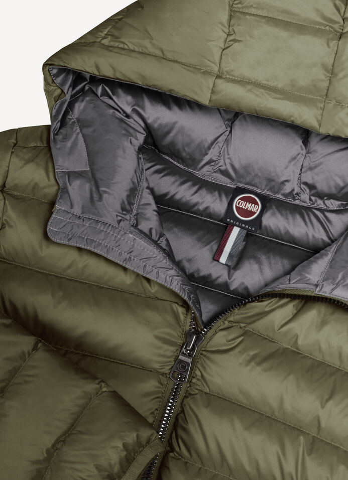 Short down jacket with attached hood image number 6