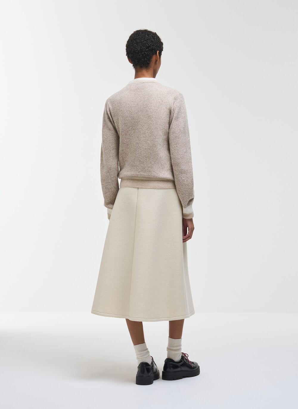 Crew neck sweater in melange wool