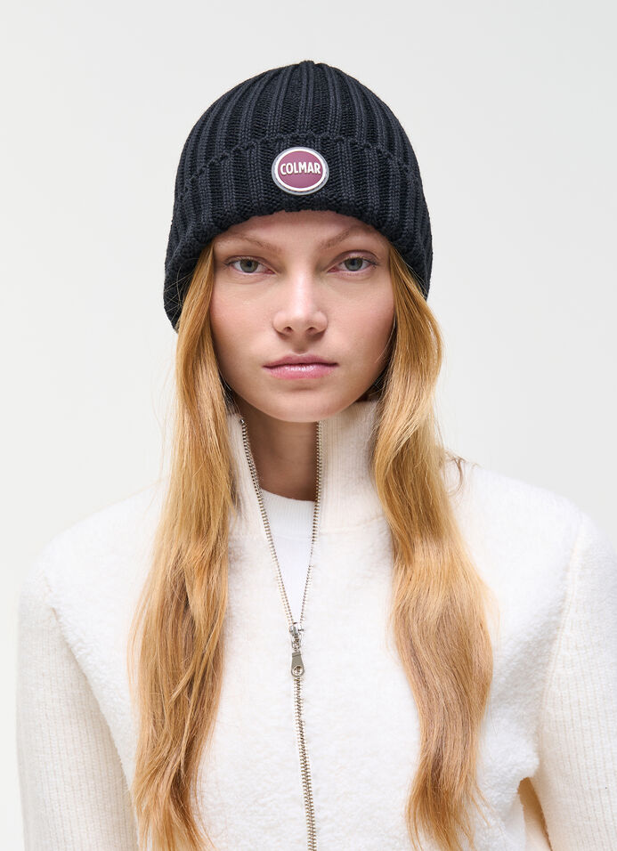 Unisex rib-knit hat with turn-up