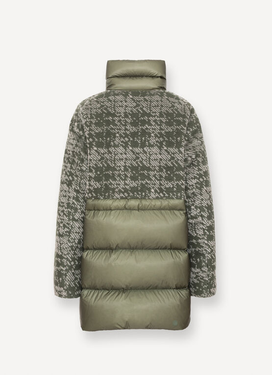 Jacquard-Daunenjacke mit gepolstertem Kragen
