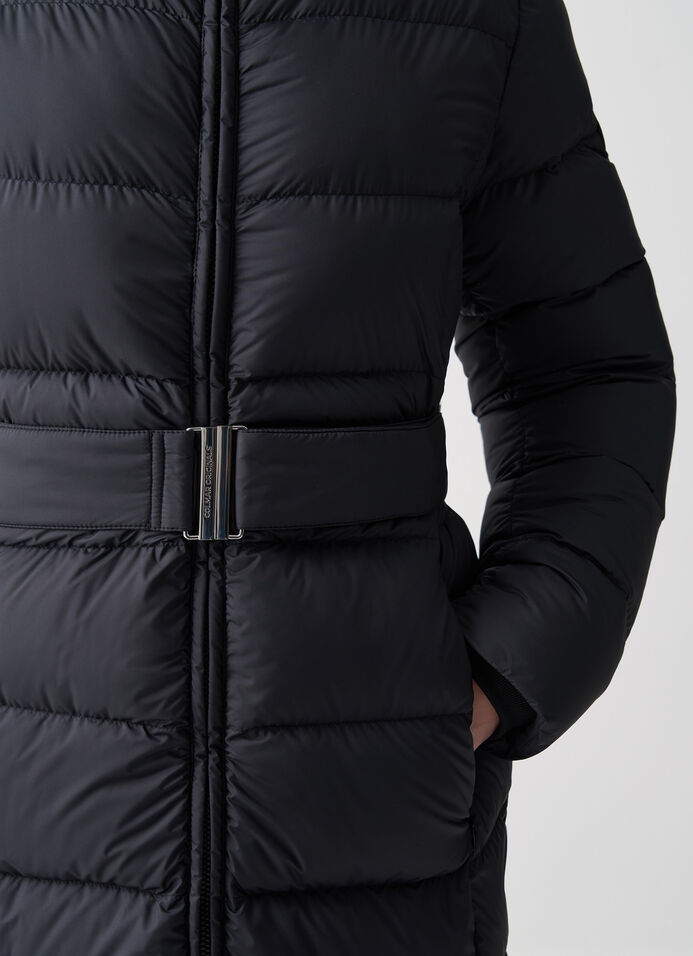 Long matte down jacket with belt image number 2