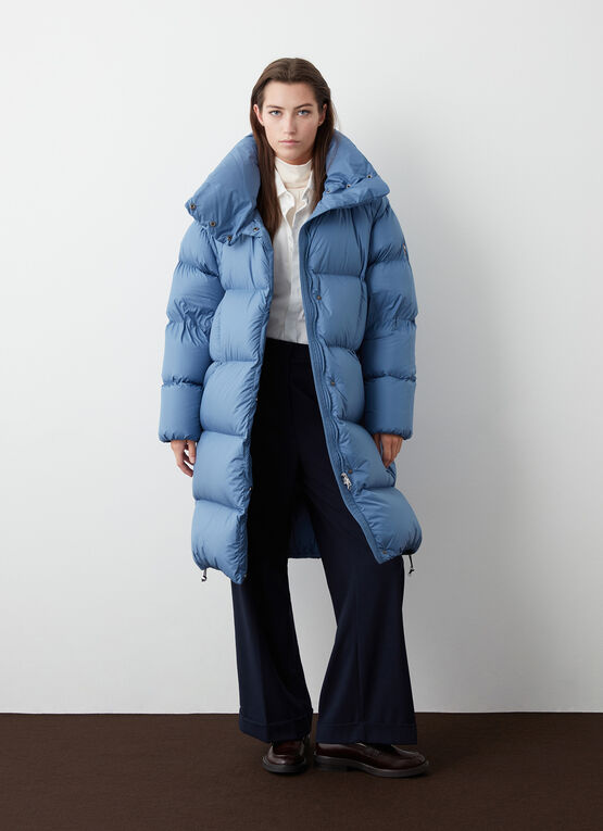 Piumino lungo oversize con maxi collo