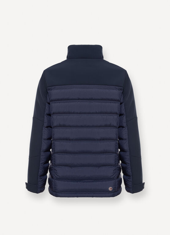 Nylon and neoprene down field jacket