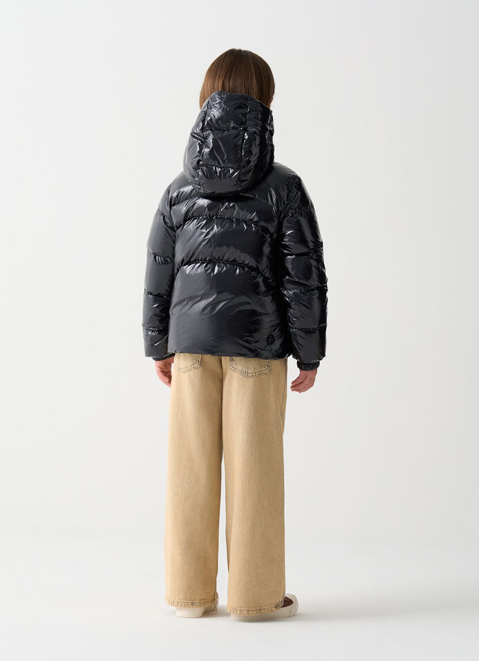 Glossy hooded down jacket image number 3